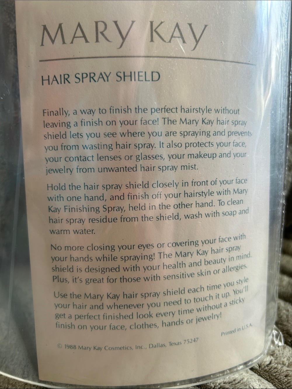 Mary Kay Hair Spray Face Shield Sealed Retired Vintage Clear Plastic NIP - Picture 4 of 10
